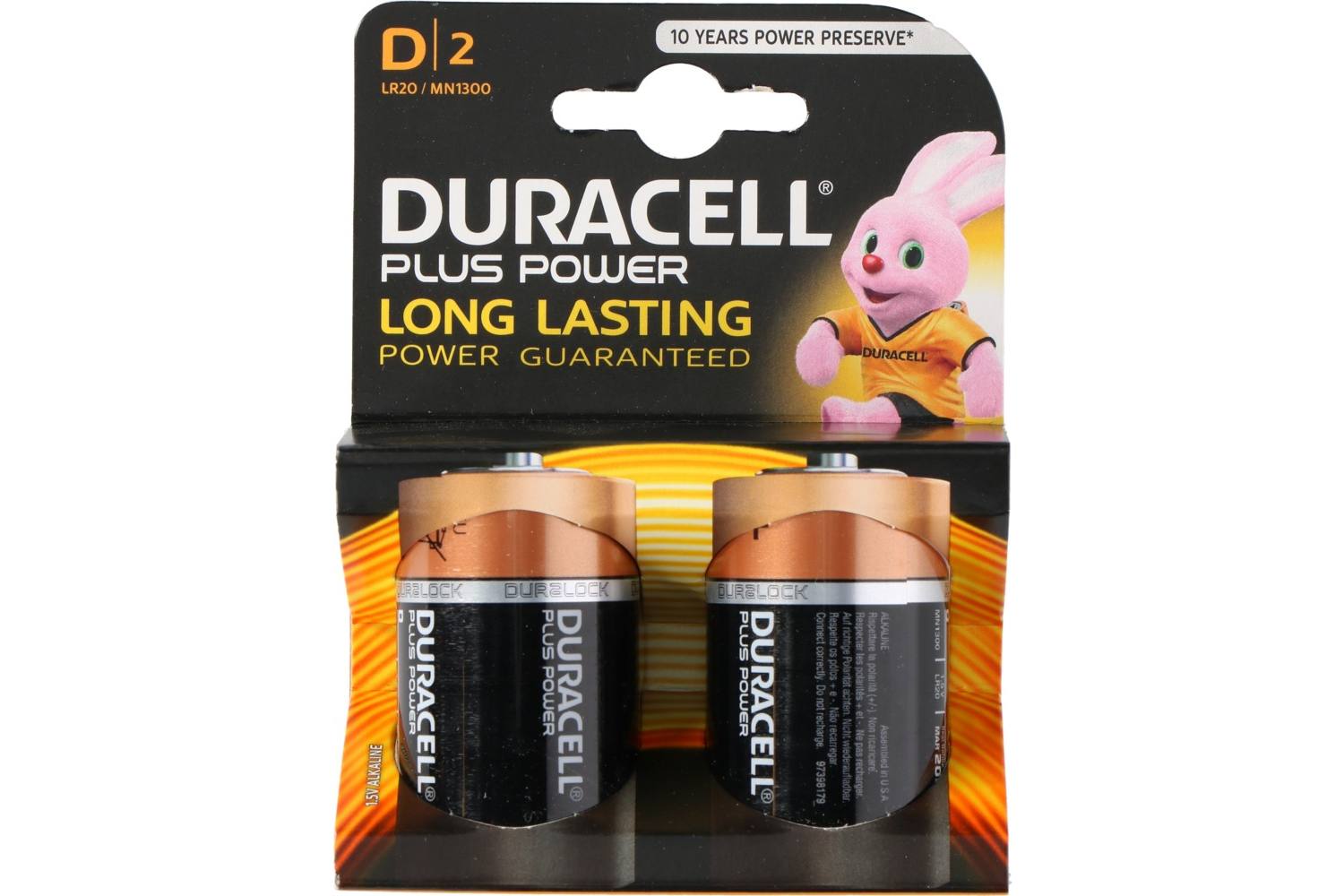 Battery, Duracell Plus Power, D, 2 pieces, LR20 / MN1300 2