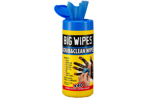 Cleaning wipes, Big Wipes, hands, scrub & clean, tube, 40 pieces 1