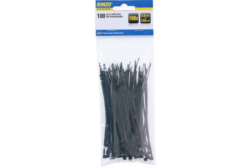 Cable ties, Kinzo, black, 2.5x120mm 1